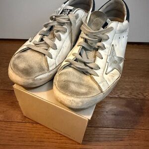 Golden Goose White and Gray Sneakers